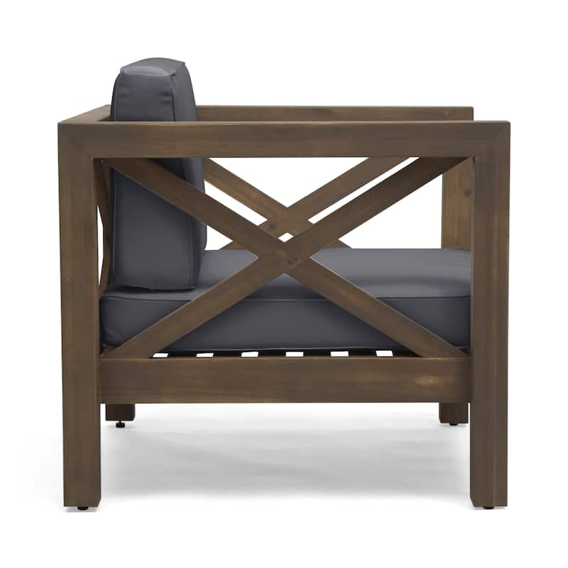 Brava Outdoor 11 Seater Acacia Wood Sectional Sofa and Club Chair Set by Christopher Knight Home