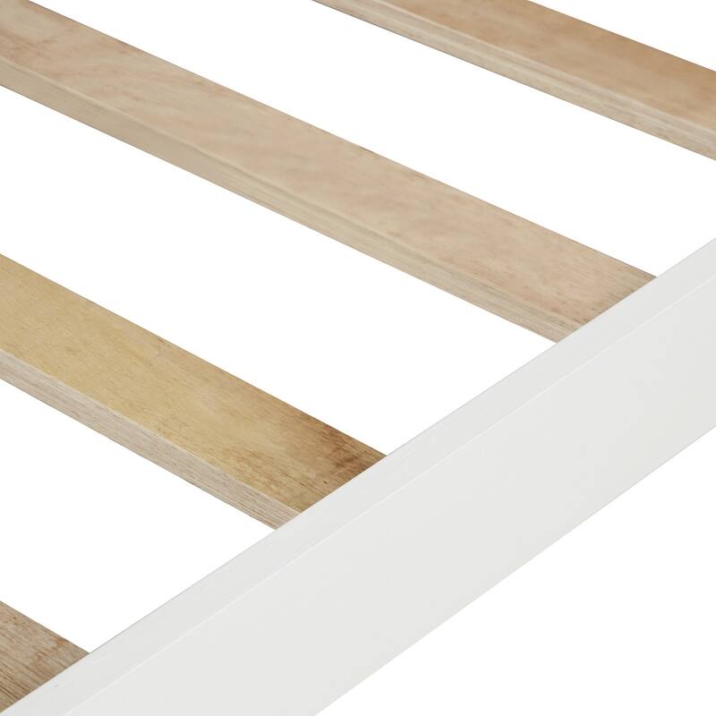 Twin Platform Bed with Wood Slat Support, Headboard, and Footboard in White