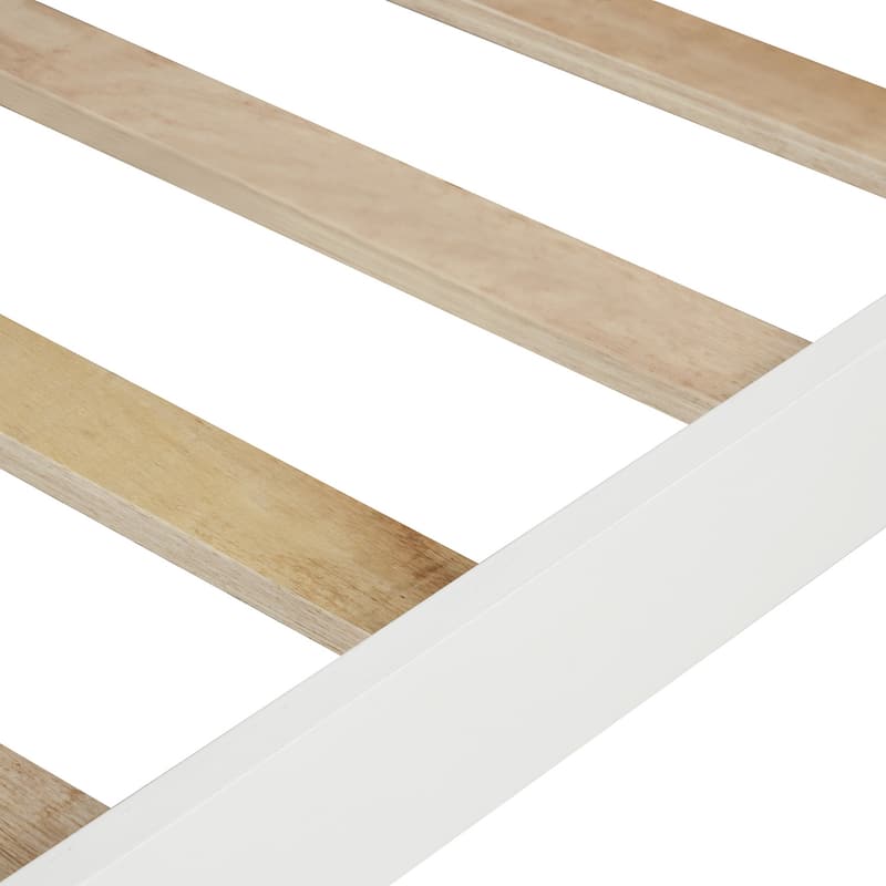 Twin Size Platform Bed with Heart-shaped Decoration Headboard and Footboard, Slat Bed Frame with Wood Slat Support