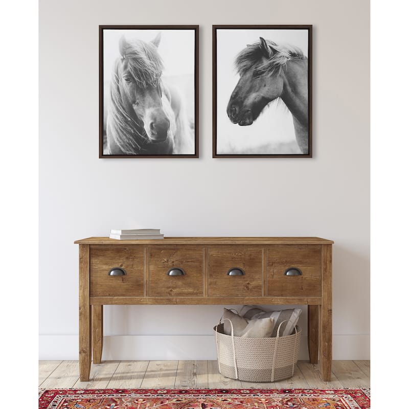 Kate and Laurel Sylvie Horse Framed Canvas Set by Alicia Abla