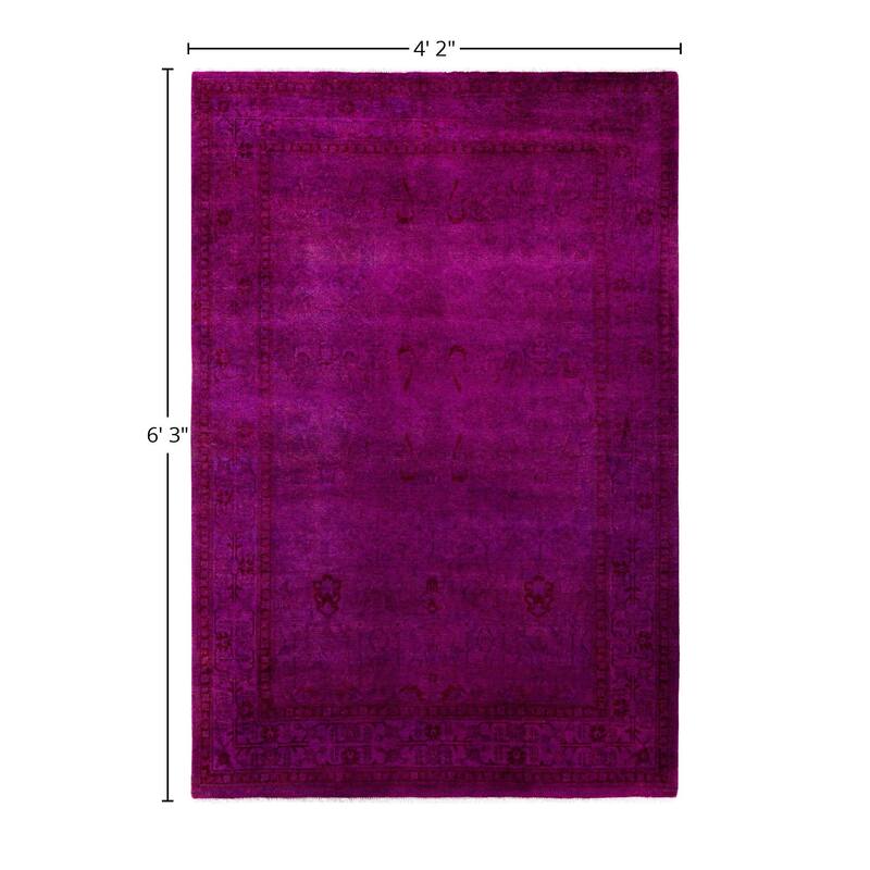 Overdyed One-of-a-Kind Hand-Knotted Area Rug - Purple - 4' 2" x 6' 3"