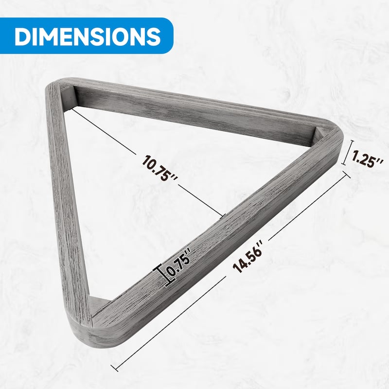 GSE™ Heavy-Duty Brushed Grey Solid Wood Billiard 8-Ball Triangle/9-Ball Diamond Pool Ball Racks for 2-1/4" Pool Balls