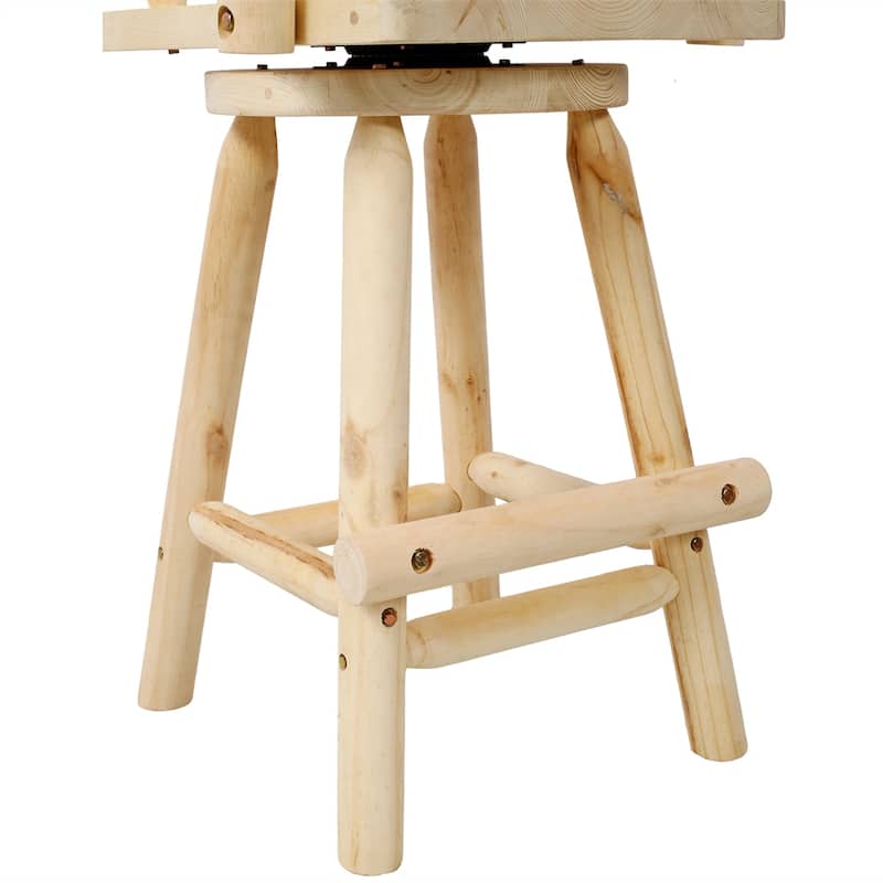 Rustic Bar Stool-Fir Wood Construction,Chair w/Footrest,Wide Armrest