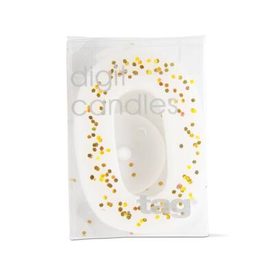 Number 0 Birthday Candle - White Wax Pillar Candle for Cake, 2" H x 1.5" L x 0.5" W, 0.07 hrs Burn Time