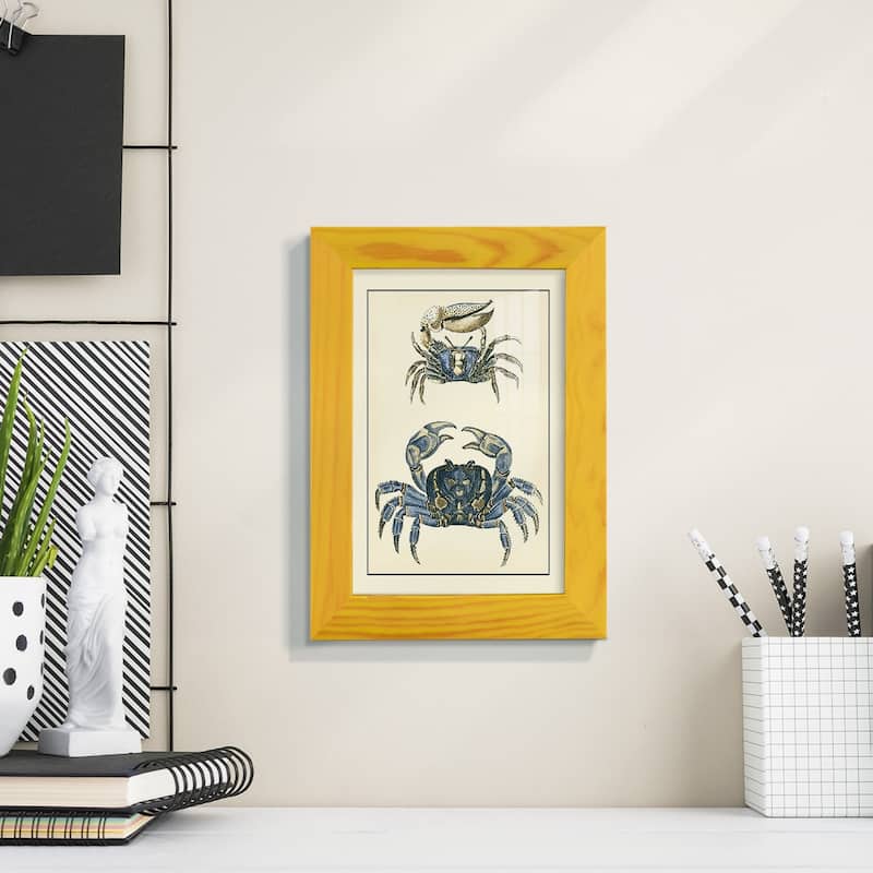 Antique Blue Crabs II -Framed Print w/glass-Cherry Red
