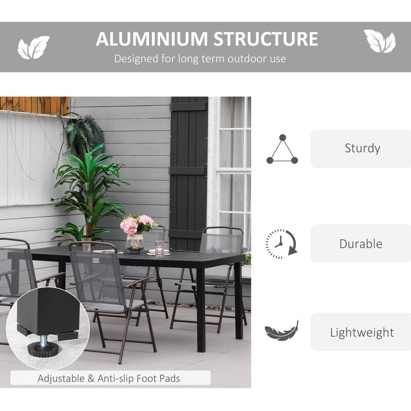 Outsunny Patio Dining Table for 8, Rectangular Aluminum Outdoor Table for Garden Lawn Backyard