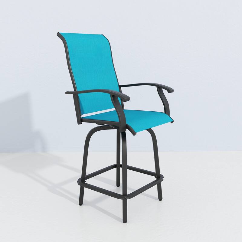 Outdoor Metal Swivel Counter-height Bar Stool Dining Chair Set of 2/4