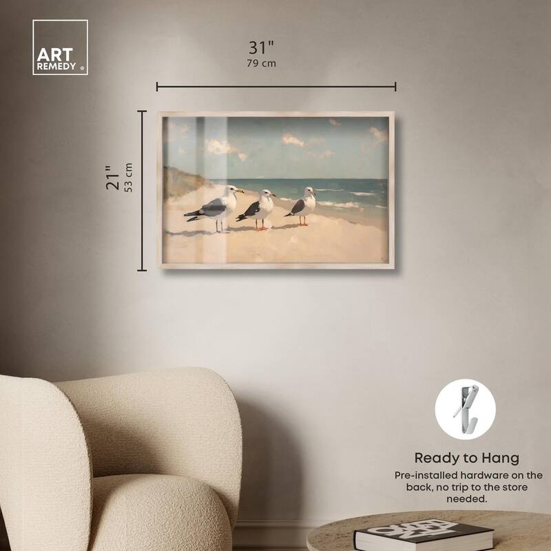 Seagulls at the Beach I Shadowbox by Art Remedy