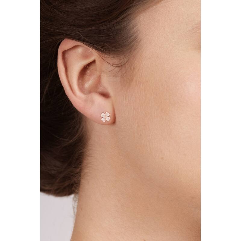 1/4 Cttw Natural Diamond 10KT Pink Gold Earrings