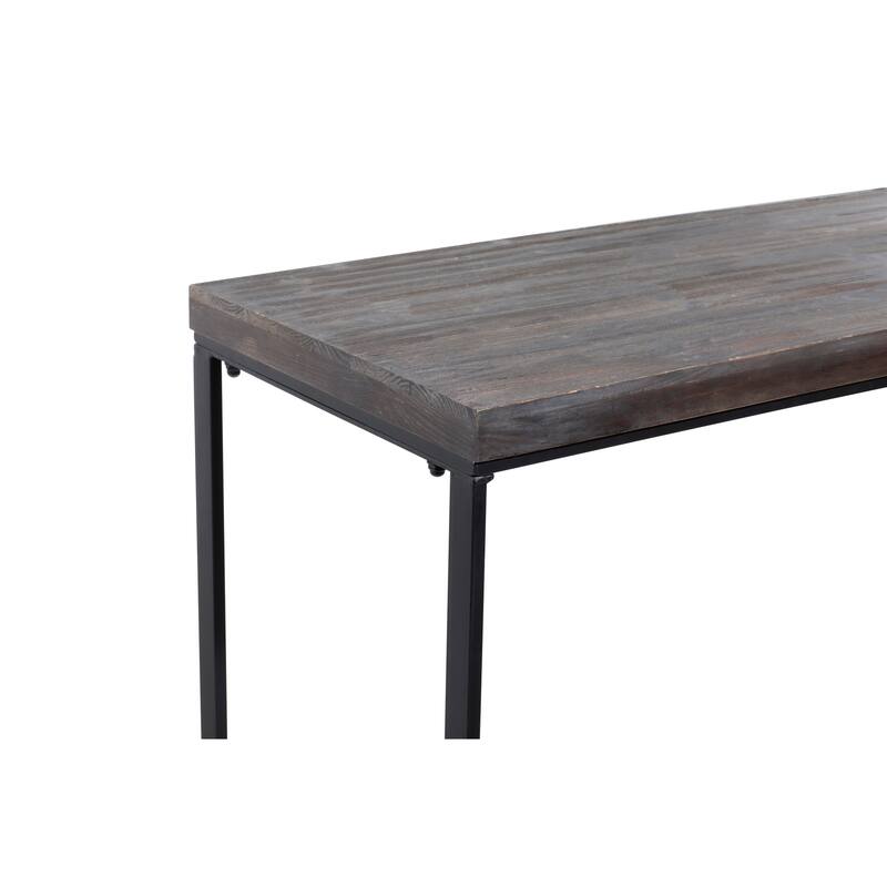 Wood Minimalistic Console Table with Black Metal Legs - Dark Brown - Roche River Decor - 18"Wx52"Lx33"H