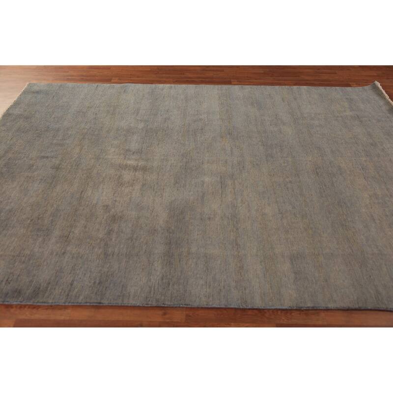 Gray & Beige Modern Gabbeh Oriental Area Rug Hand-Knotted Wool Carpet - 6'7" x 9'3"