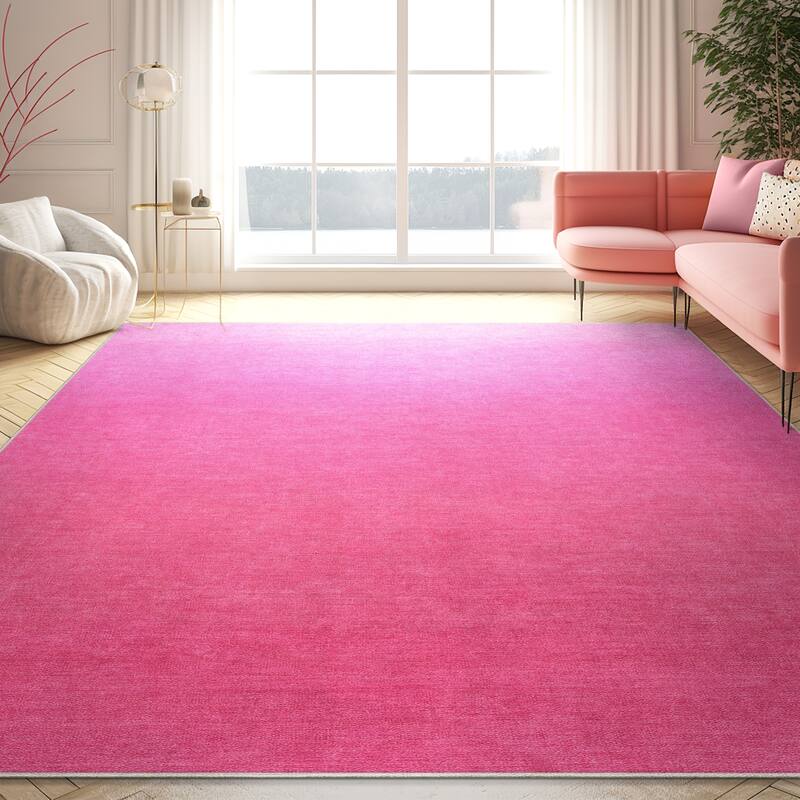Well Woven Apollo Ombre Modern Flat-Weave Easy Clean Abstract Area Rug - 6' x 9' - Pink
