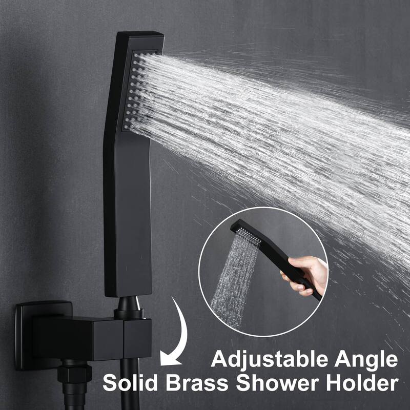Wall Mounted Shower Faucet With Hand Shower Modern Shower System Set 10 Inch Rainfall Shower Head With Pressure Balance Valve