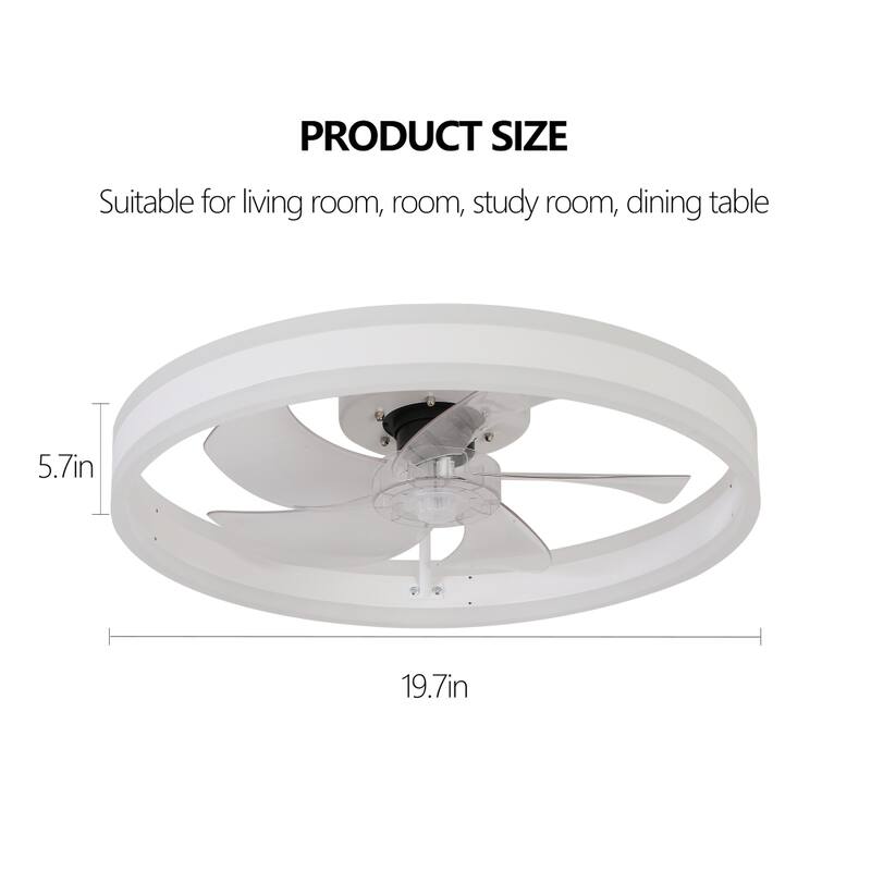 19.7'' Ceiling Fan with Lights Dimmable LED