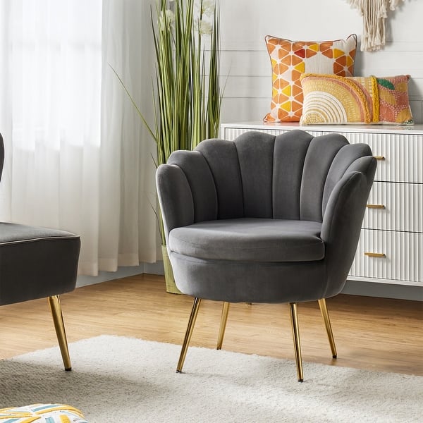 slide 2 of 13, HULALA HOME Xabier Cute Modern Upholstered Barrel Chair Accent Chair with Tufted Back GREY