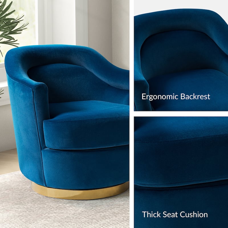 Kanstantin Modern Upholstered Swivel Barrel Chair with Golden Base by HULALA HOME