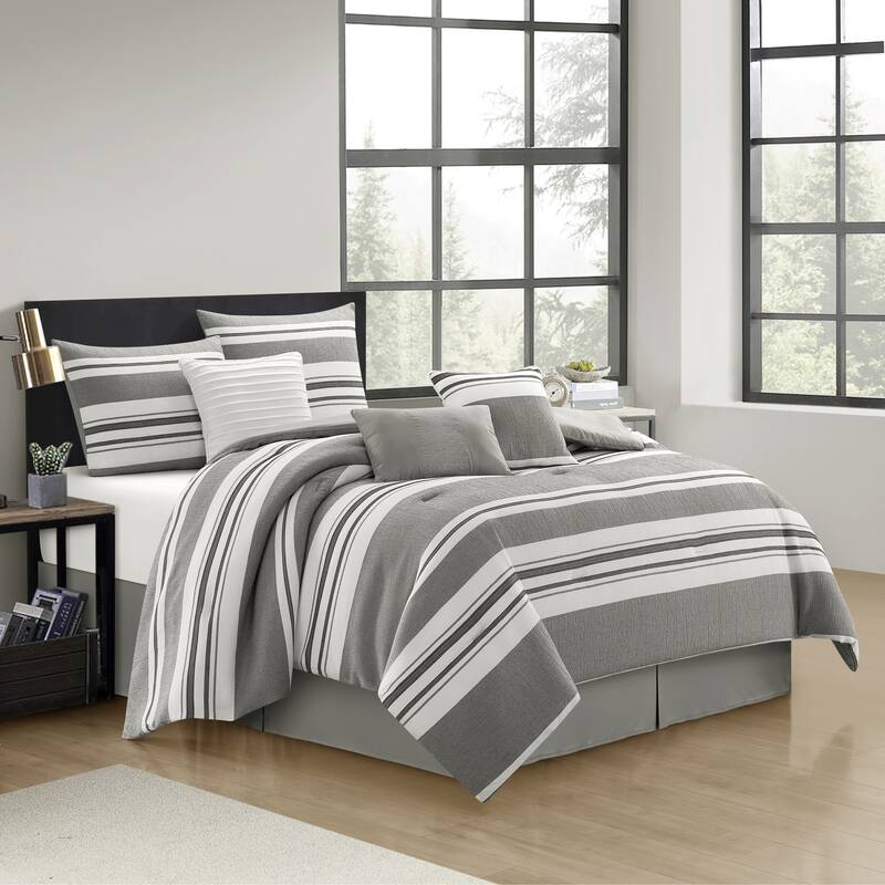Nanshing Vada 7 Piece Striped Comforter Set