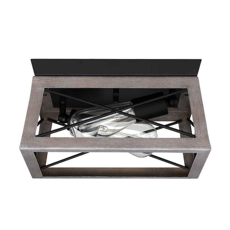 2 Light Caged Square/Rectangle Flush Mount Fixture