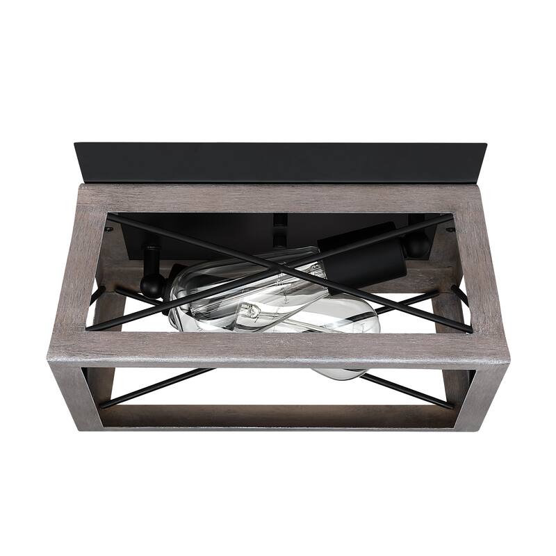 2-Light Ceiling Matte Black Lights Flush Mount Fixtures