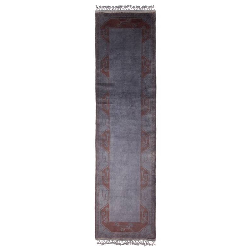 ECARPETGALLERY Hand-knotted Color Transition Grey Wool Rug - 2'8 x 10'6 - Dark Grey - 2'8 x 10'6