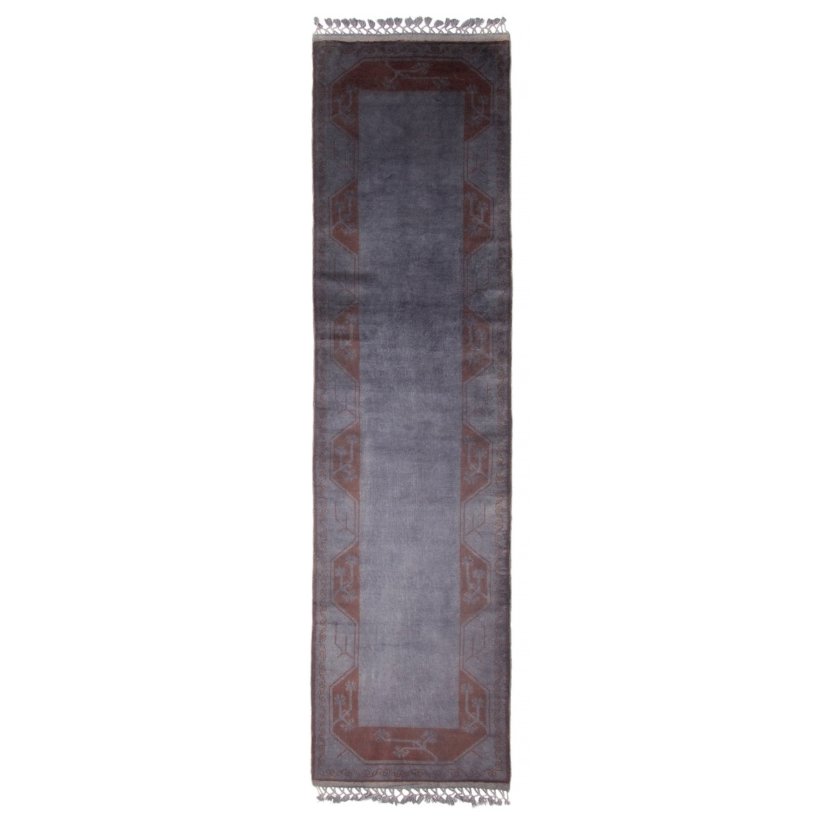 ECARPETGALLERY Hand-knotted Color Transition Grey Wool Rug - 2'8 x 10'6