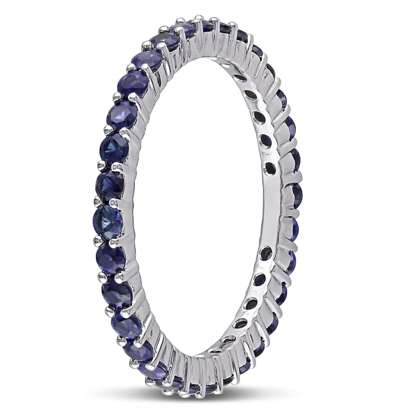 Miadora 14k White Gold Sapphire Stackable Eternity Band Ring
