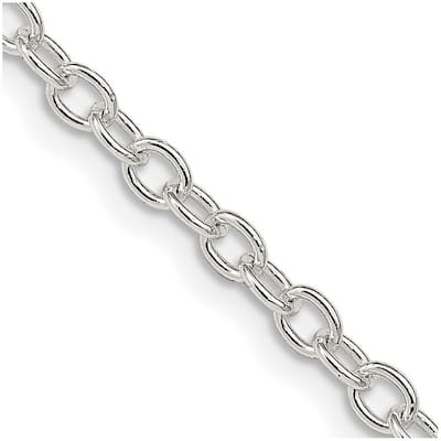 Curata 925 Sterling Silver 3.75mm Oval Cable Chain Necklace
