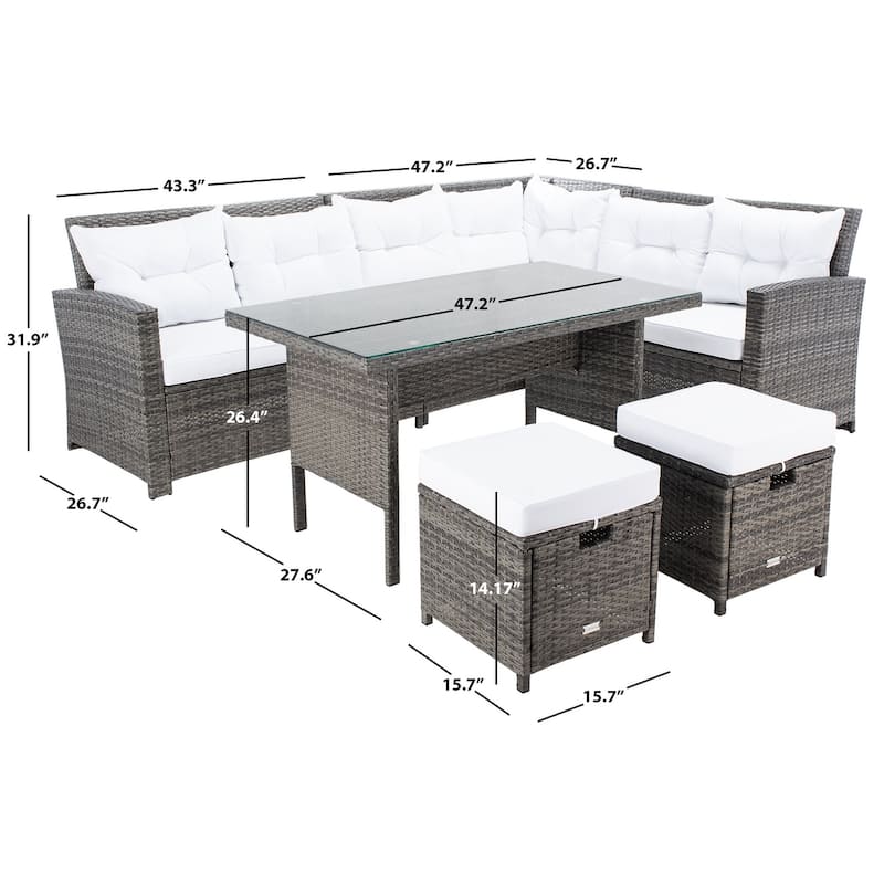 SAFAVIEH Outdoor Miki 5-piece Wicker Sectional Patio Dining Set