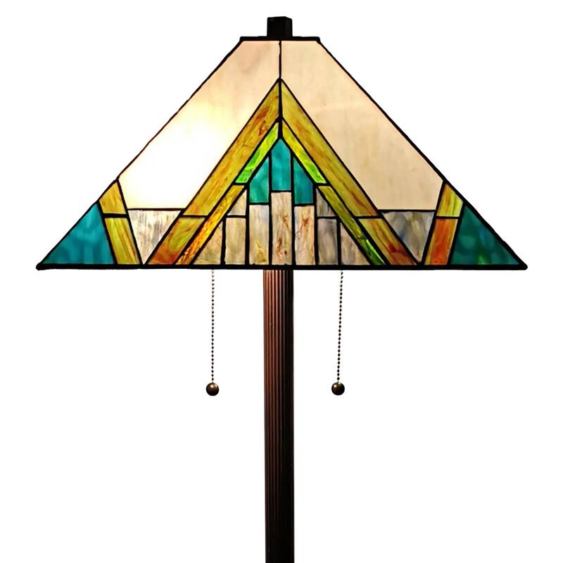 Tiffany Style Mission Floor Lamp 62" Tall Stained Glass AM353FL17 Amora Lighting - Multi-Color
