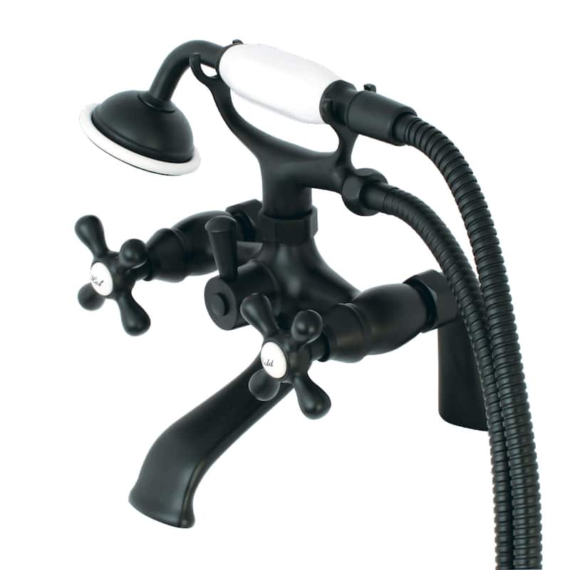 Kingston Brass Deck Mount Clawfoot Tub Faucet with Hand Shower in Matte Black - Matte Black