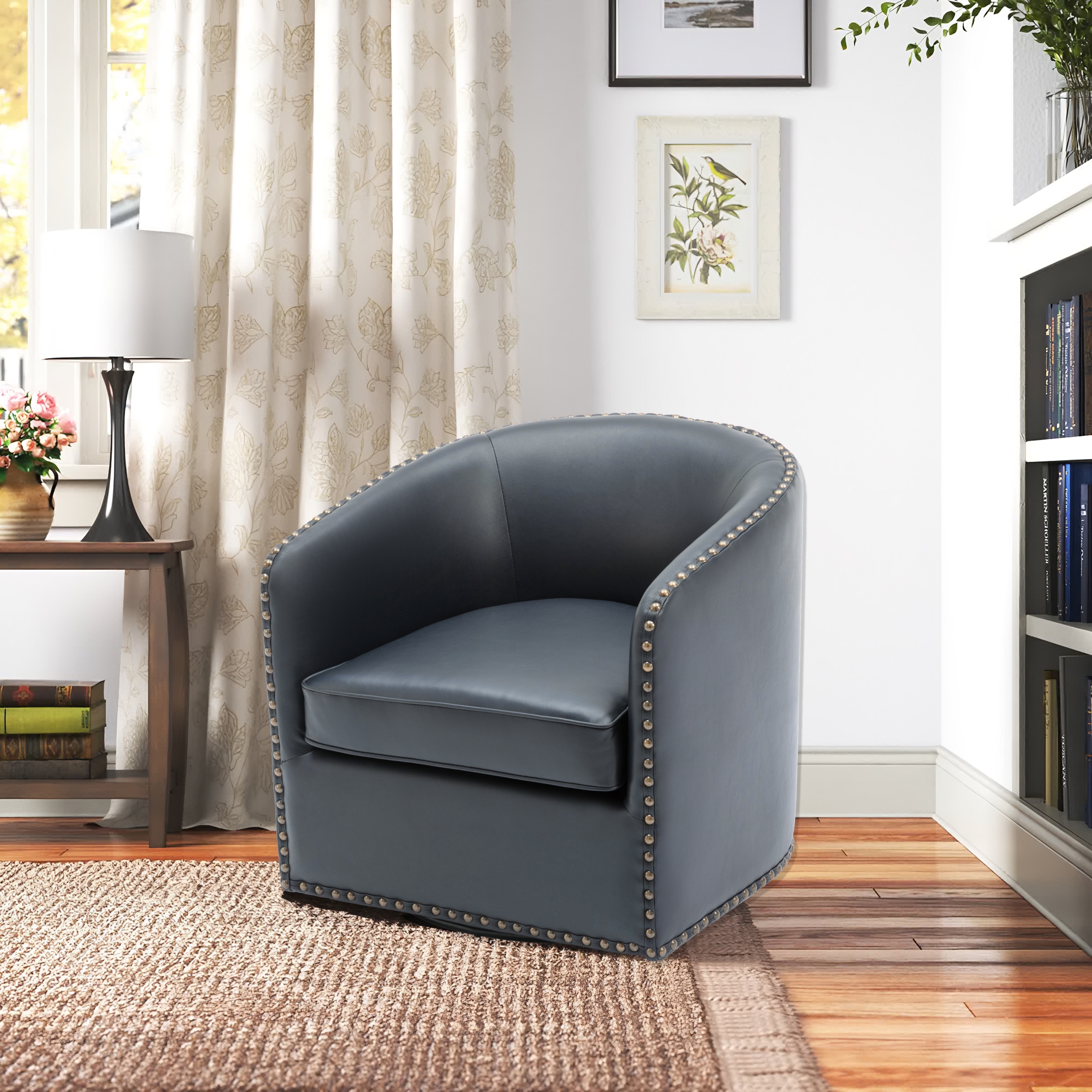 Barrel chair with wood trim sales
