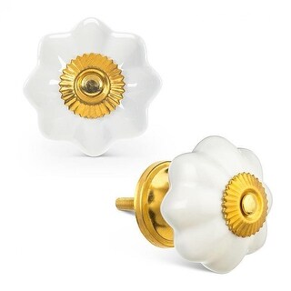 White With Gold Kin Shaped Knob - Bed Bath & Beyond - 41535149