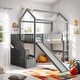 preview thumbnail 2 of 8, Friendly Design Twin Loft House Bed with Two Drawers and Slide, Maximized Space Saving, Health and Comfort, Grey