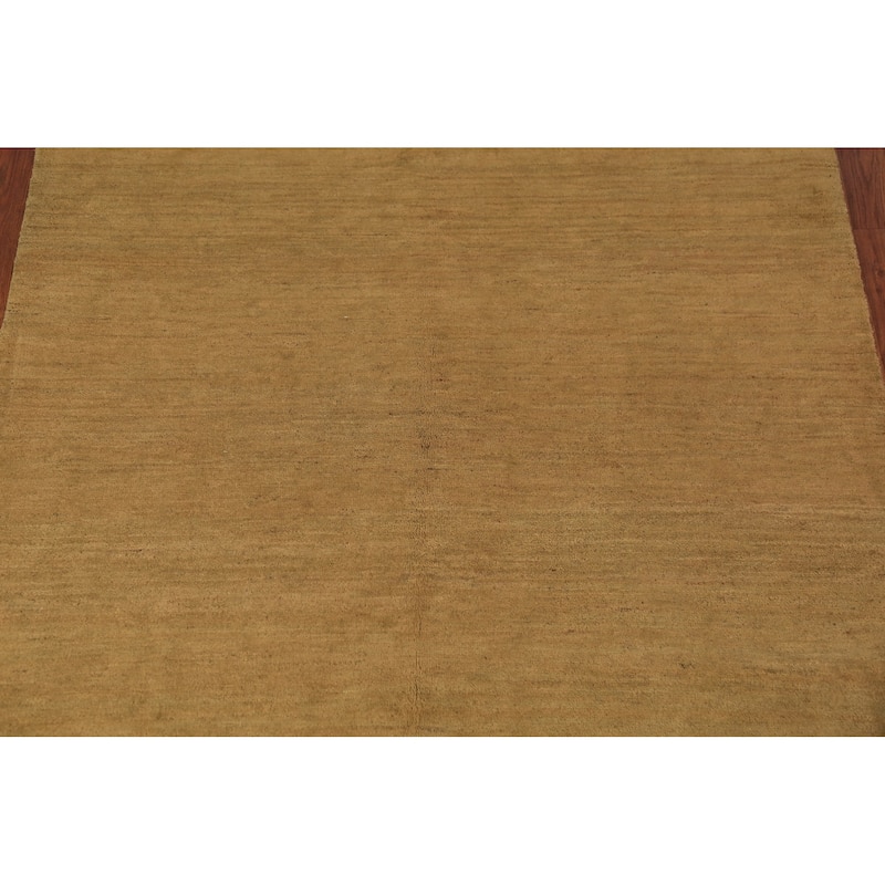 Modern Yellow Gabbeh Oriental Area Rug Handmade Wool Carpet - 5'0" x 6'7"