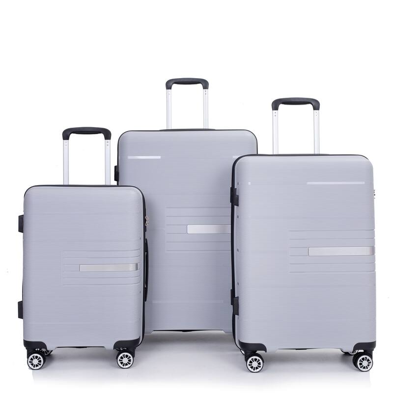 Luggage 3 Piece Set(20"/24"/28"), Hardshell Suitcase With Double Mute Spinner Wheels, Durable Lightweight Suitcase With TSA Lock - Silver