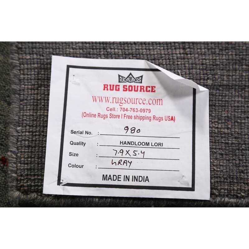 Hand Knotted Oriental 100% Wool Carpet Tribal Animal Pictorial Greys & Charcoal Gabbeh Area Rug - 7' 9'' X 5' 4''