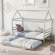 preview thumbnail 1 of 10, Twin Size Metal House-Shaped Platform Bed with Trundle, Stylish Design and Extra Guest Sleeping Space, Silver Silver