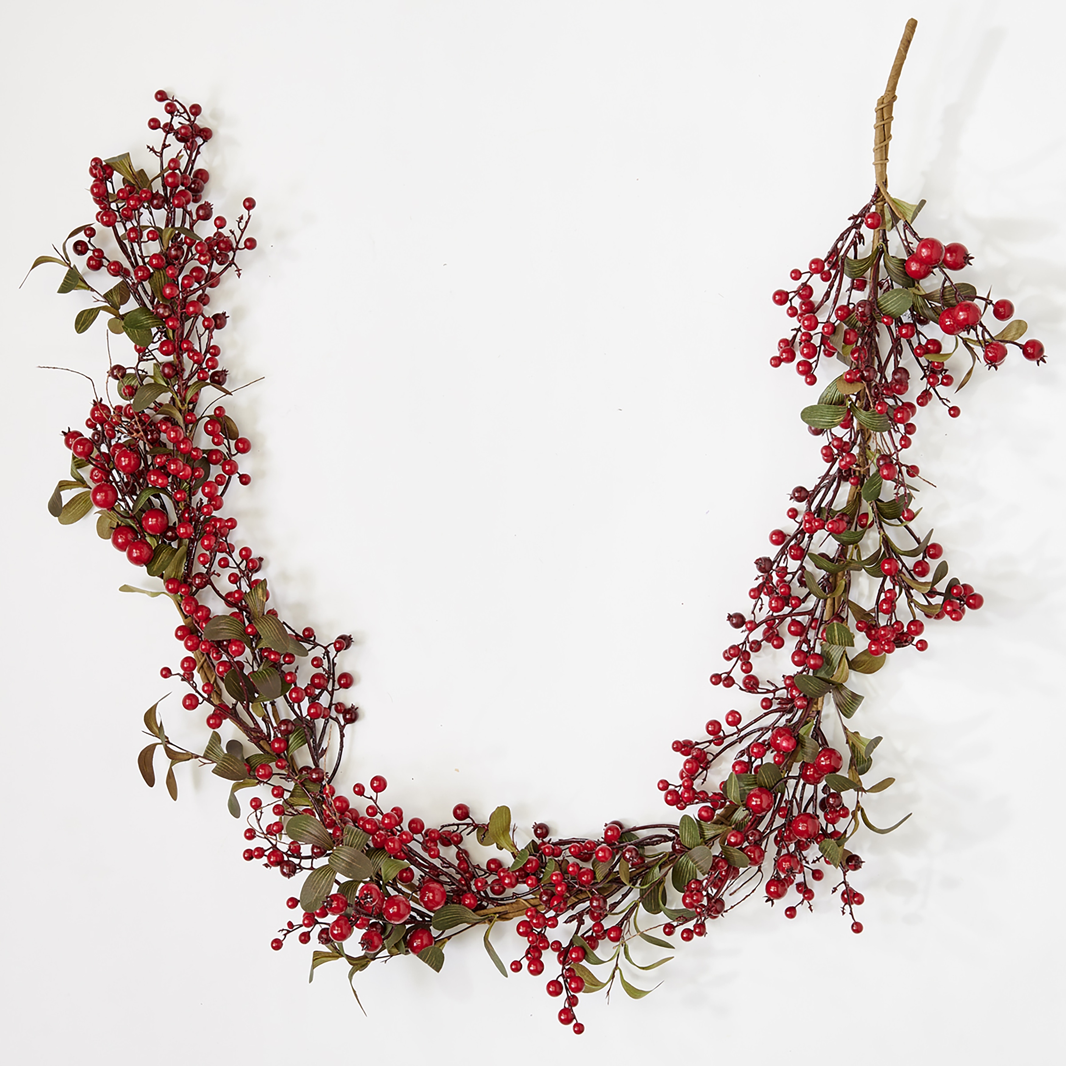 70" Artificial Christmas Red Holly Berry and Green Leaves Garland - 70 in