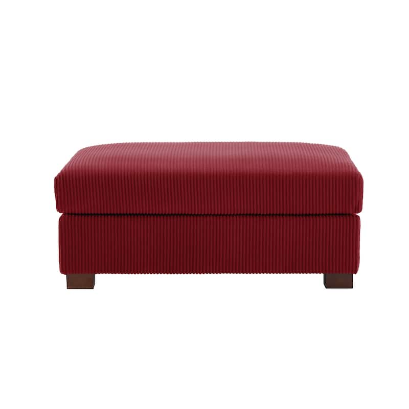 Modern Rectangle Oversized Stripe Corduroy Ottoman