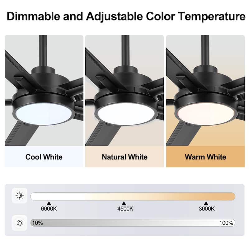 MLiAN 60 In. 5 Aluminium Blades Indoor LED Ceiling Fan with Remote, Smart Ceiling Fan - 60"