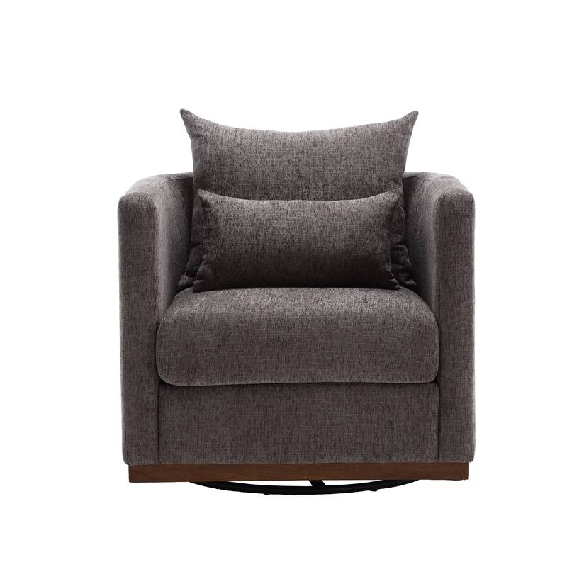 GDFStudio - Harper Chenille Swivel Barrel Chair with Sturdy Metal Base and Ergonomic Design