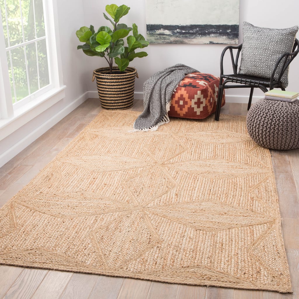 Bancroft Beige Natural Jute Geometric Area Rug