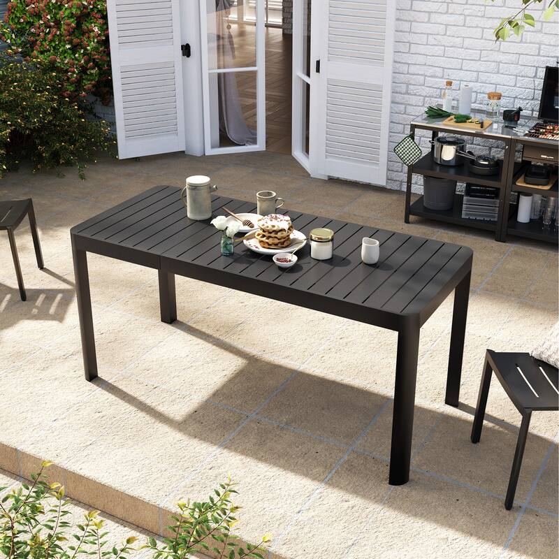 VredHom Outdoor Aluminum Expandable Dining Table for 4-6 Persons - 46.1" / 63.8" (L) x 27.6" (W) x 29.9" (H)