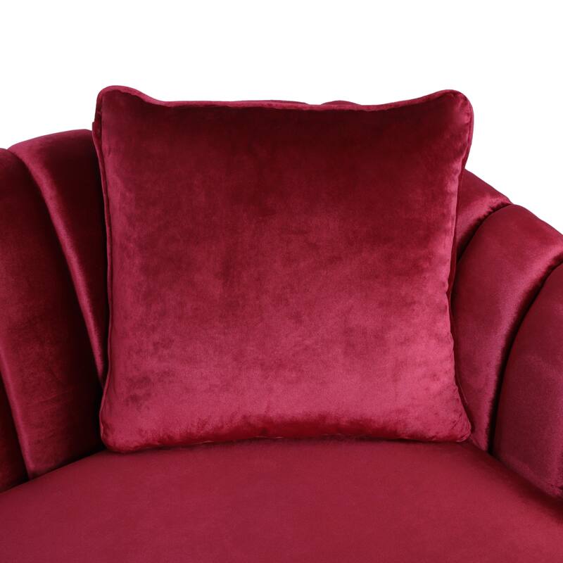 Roomfitters Modern Velvet 3-Seater Sofa with Channel Tufting and Plush Cushions for Living Room