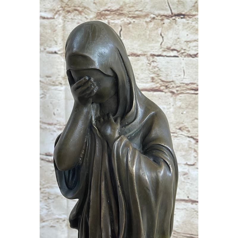 Weeping Crying Virgin Mary Bronze Statue Sculpture Figure Decor 18 Inches X 6 Inches