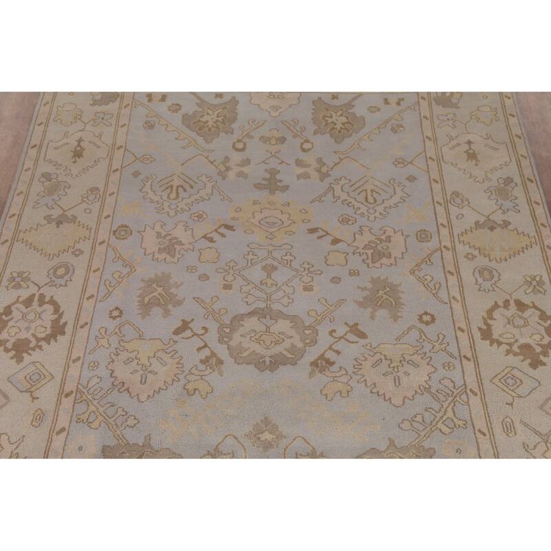 Earth Tone Oushak Indian Area Rug Hand-Knotted Wool Carpet - 9'1" x 11'10"
