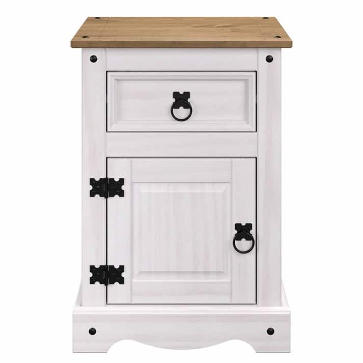 Wood Nightstand 1 Door 1 Drawer Corona Gray | Furniture Dash