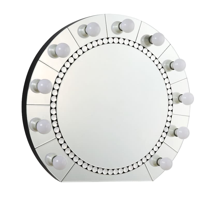 Farai Glam Mirrored Faux Crystal Diamonds Wall Decor Mirror - Silver