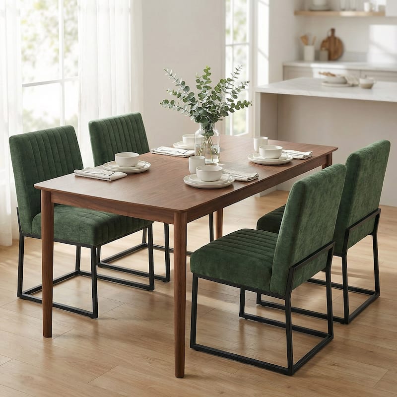 Mid Century Modern Dining Chair with Black Metal Legs