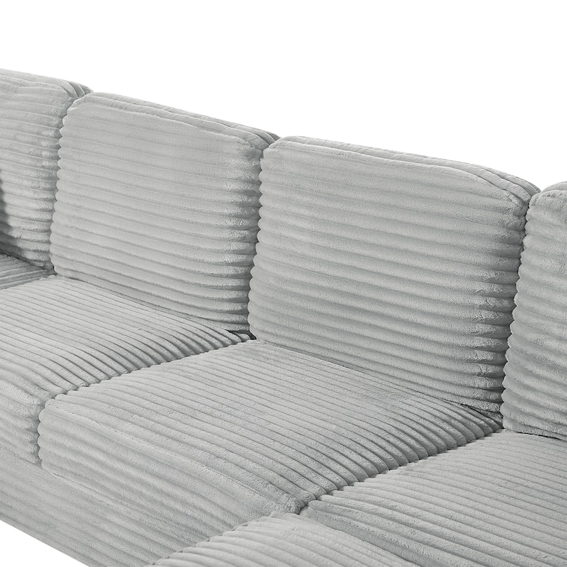 Sectional Sofa U-shaped Sectional 125.2" Upholstered L-shaped Sofa with a Movable Ottoman and Side Storage Pockets